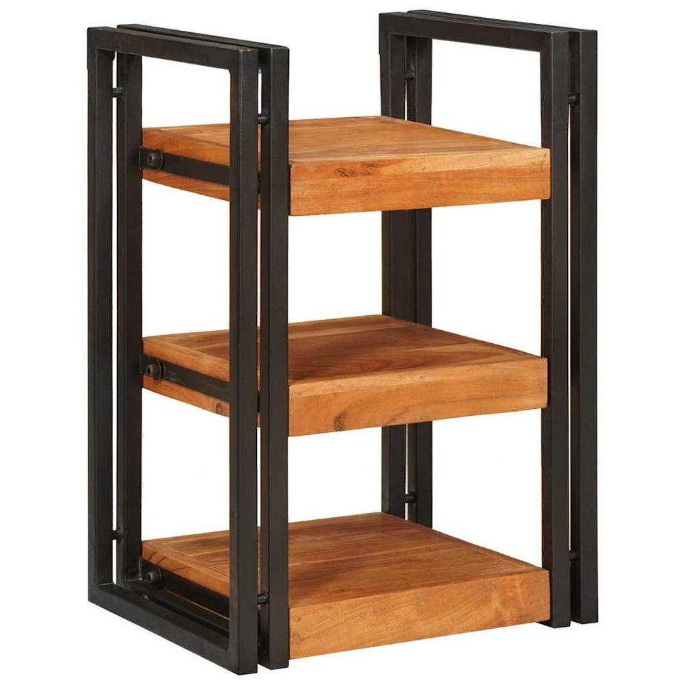 vidaXL Bedside Cabinet Brown and Black 38 x 33 x 58 cm Solid Acacia Wood