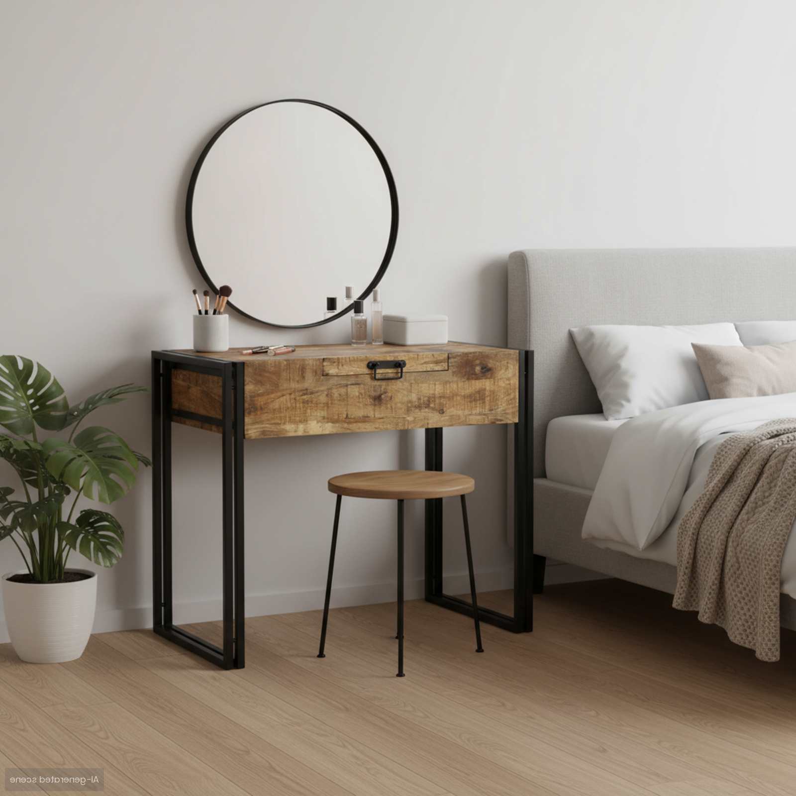 vidaXL Coiffeuses de chambre avec rangement Bois de manguier massif Marron