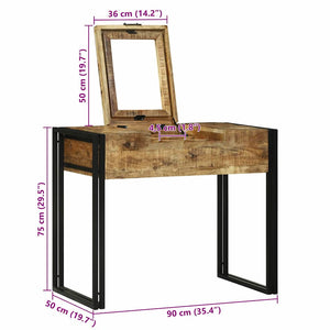 vidaXL Coiffeuses de chambre avec rangement Bois de manguier massif Marron