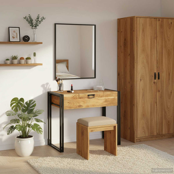 vidaXL Coiffeuses de chambre avec rangement marron en bois de manguier massif