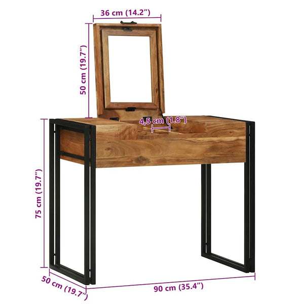 vidaXL Coiffeuses de chambre avec rangement marron en bois de manguier massif