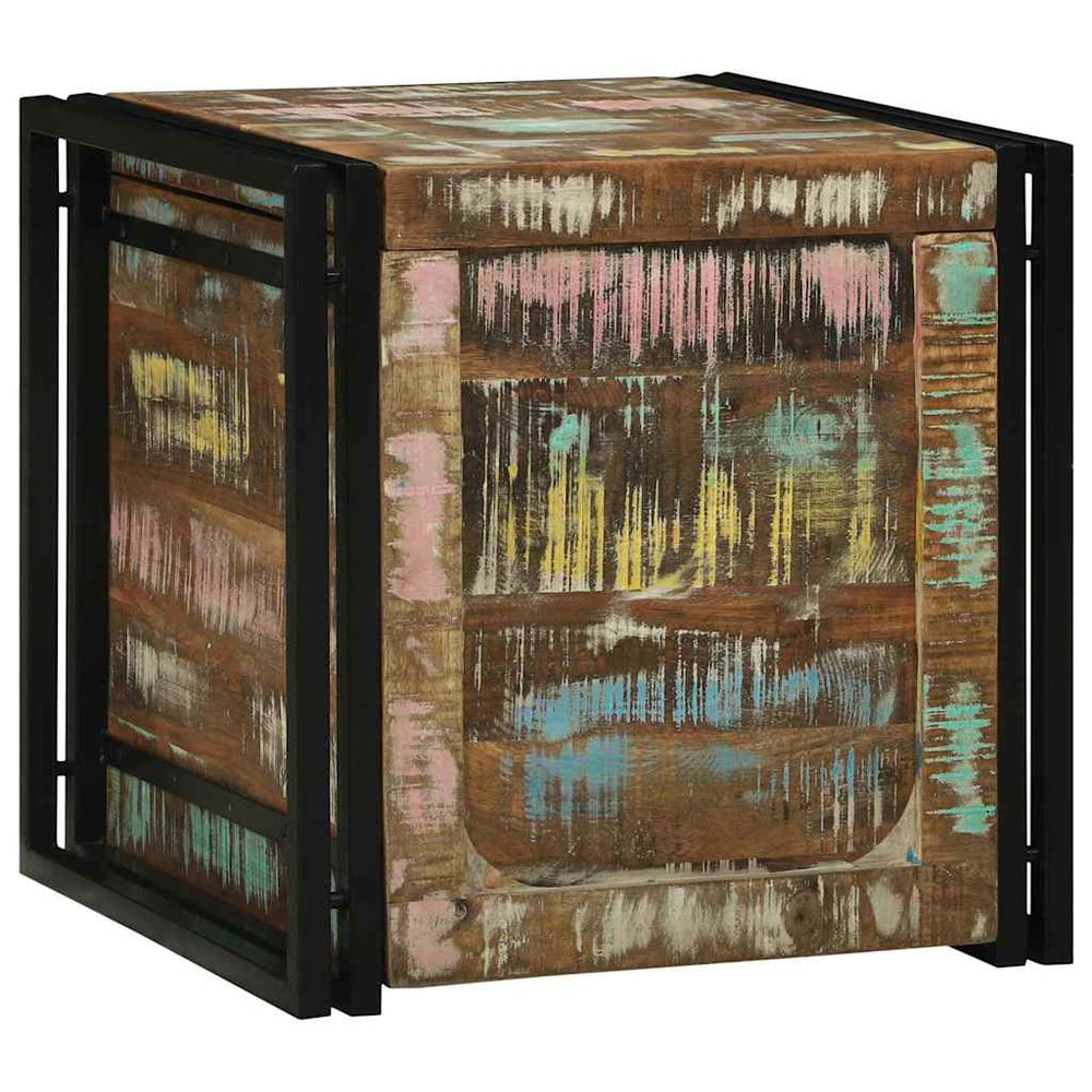 Aufbewahrungsbox aus massivem Recyclingholz 50x50x50 cm