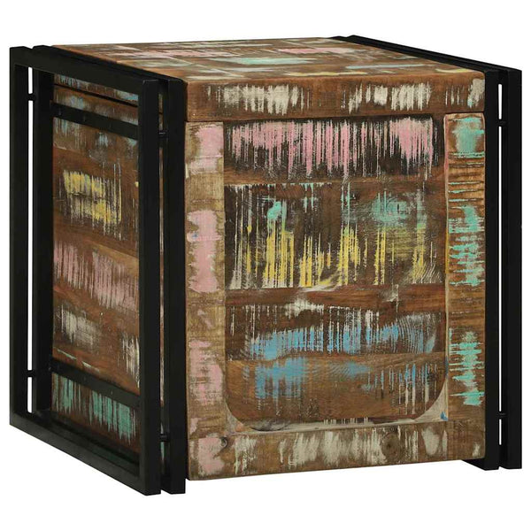 Aufbewahrungsbox aus massivem Recyclingholz 50x50x50 cm