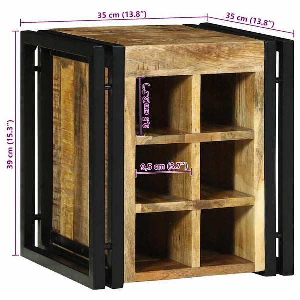 Weinregal aus Mango-Holz, Braun/Schwarz