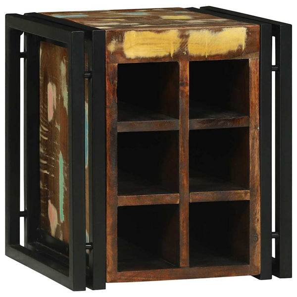 Weinregal aus massivem Recyclingholz 35x35x39 cm