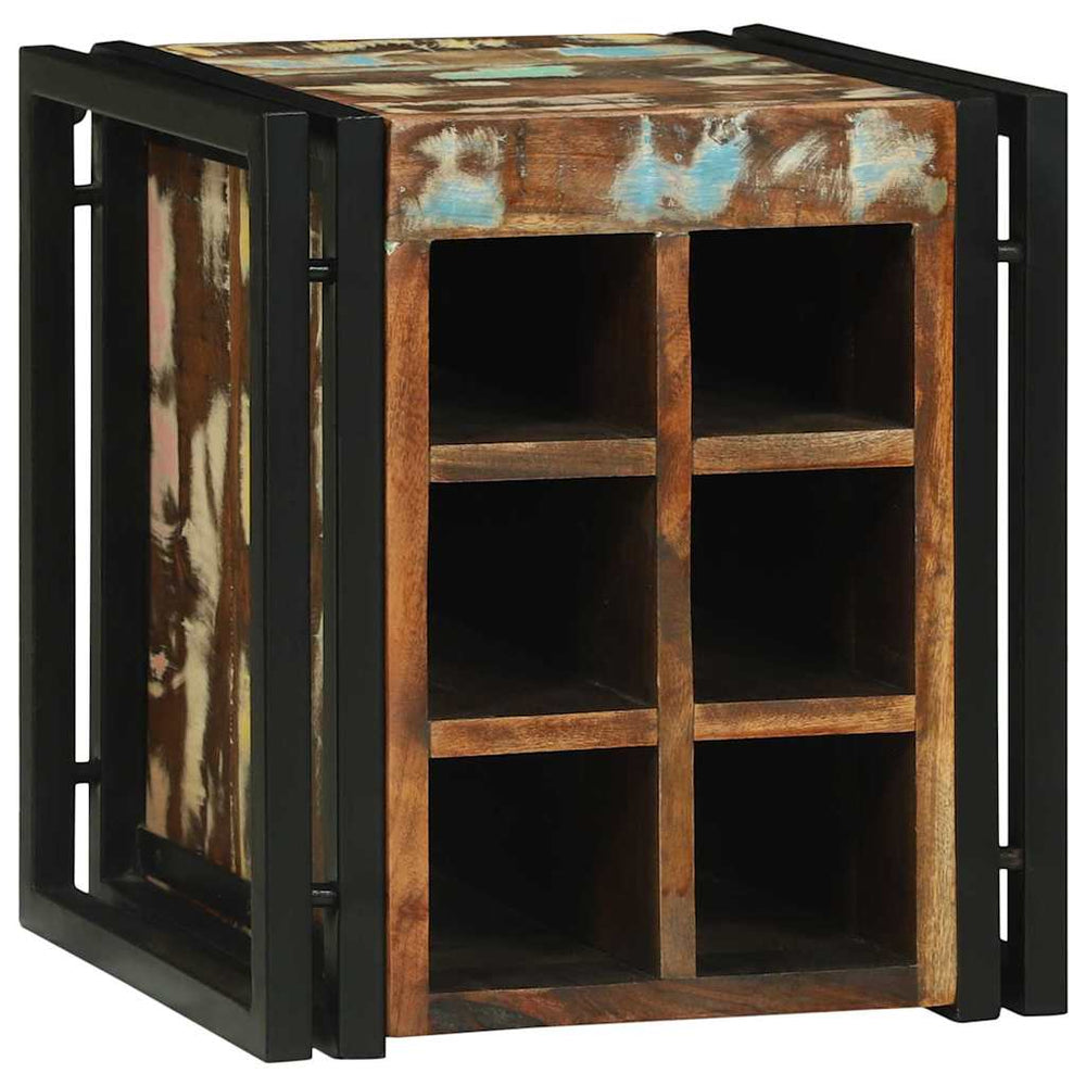 Weinregal aus massivem Recyclingholz 35x35x39 cm