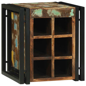 Weinregal aus massivem Recyclingholz 35x35x39 cm