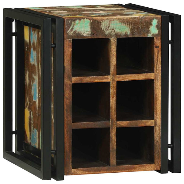 Weinregal aus massivem Recyclingholz 35x35x39 cm