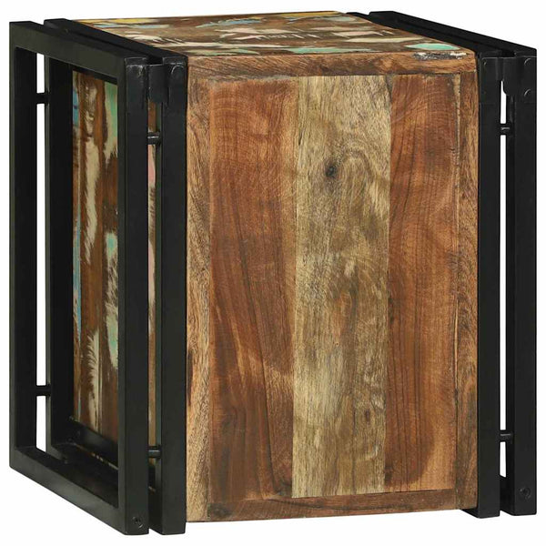 Weinregal aus massivem Recyclingholz 35x35x39 cm