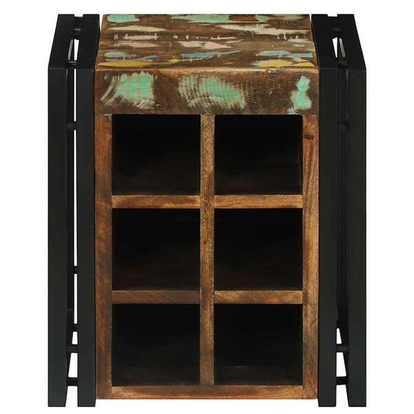 Weinregal aus massivem Recyclingholz 35x35x39 cm