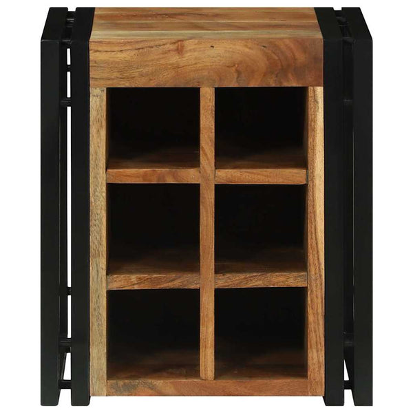Weinregal aus Akazie Massivholz Braun/Schwarz