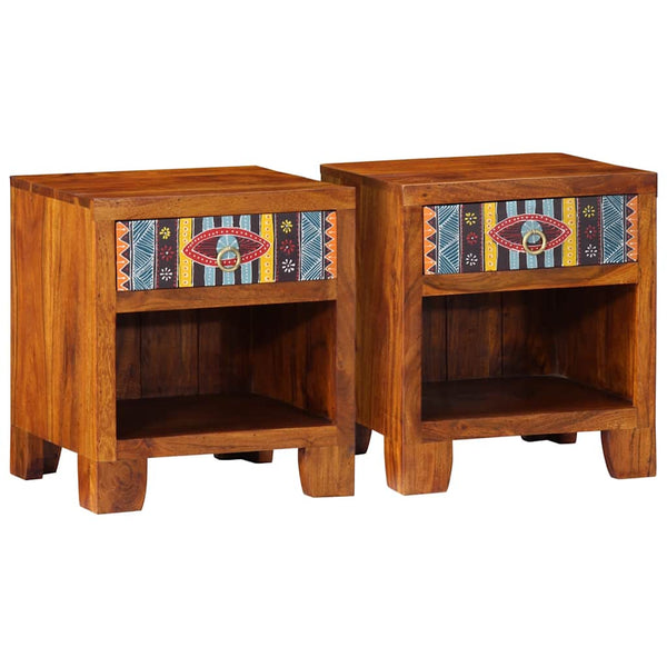 Nachttisch 2er Set Akazie Massivholz 40x35x45 cm