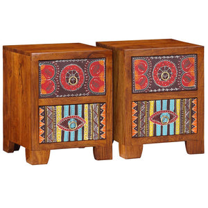 Nachttisch Akazie Massivholz 35x35cm 2er-Set