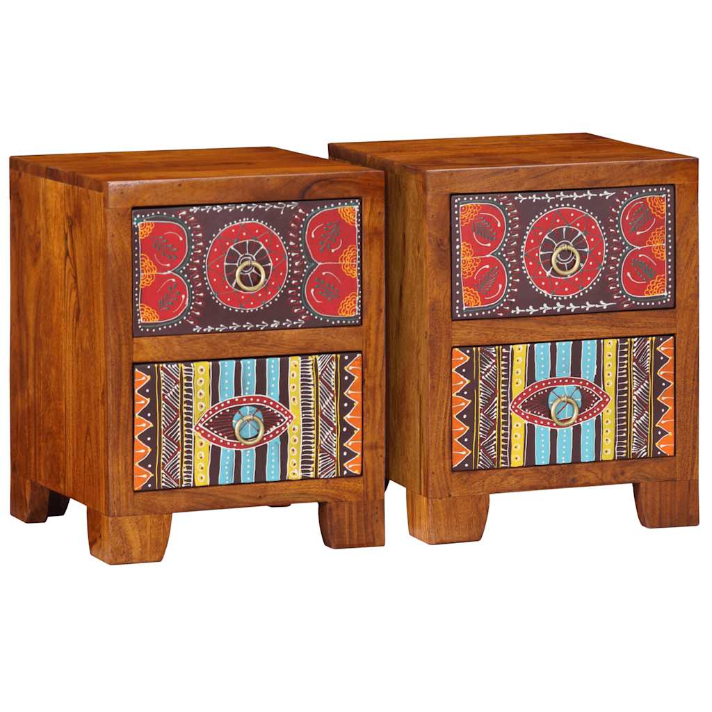 Nachttisch Akazie Massivholz 35x35cm 2er-Set