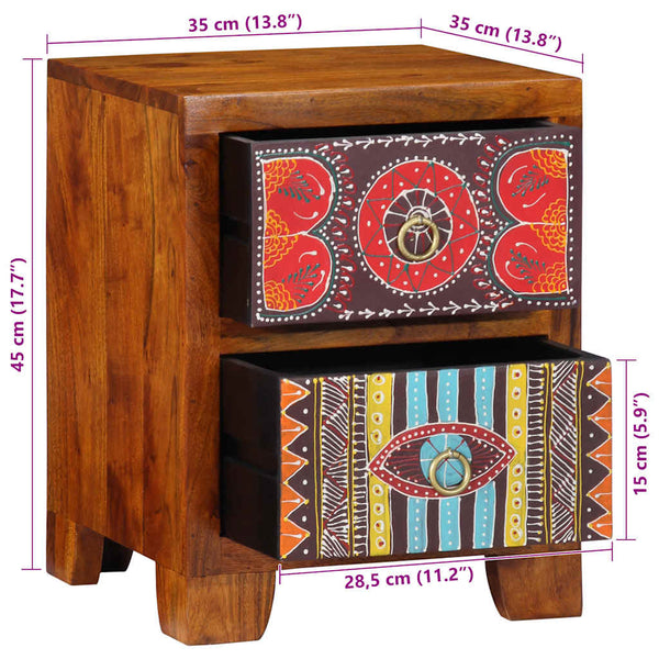 Nachttisch Akazie Massivholz 35x35cm 2er-Set