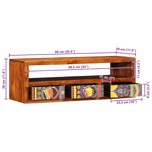 TV-Wandschrank Akazie Mehrfarbig 90cm