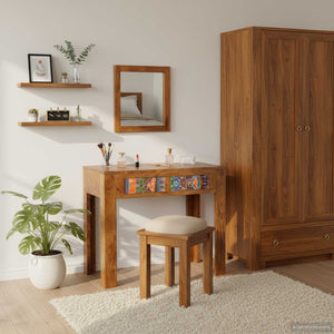 Brauner Schminktisch Akazie Massivholz 90x45x75 cm