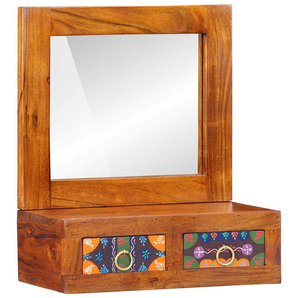 Wandschrank mit Spiegel Akazie Braun 40x20x50cm