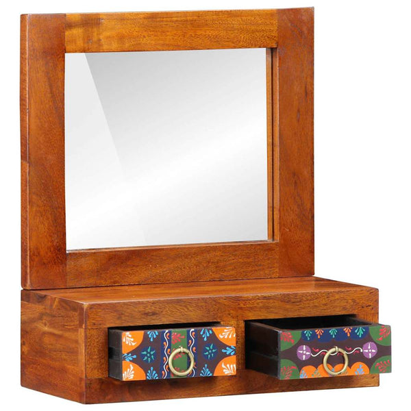 Wandschrank mit Spiegel Akazie Braun 40x20x50cm