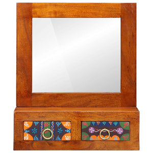 Wandschrank mit Spiegel Akazie Braun 40x20x50cm