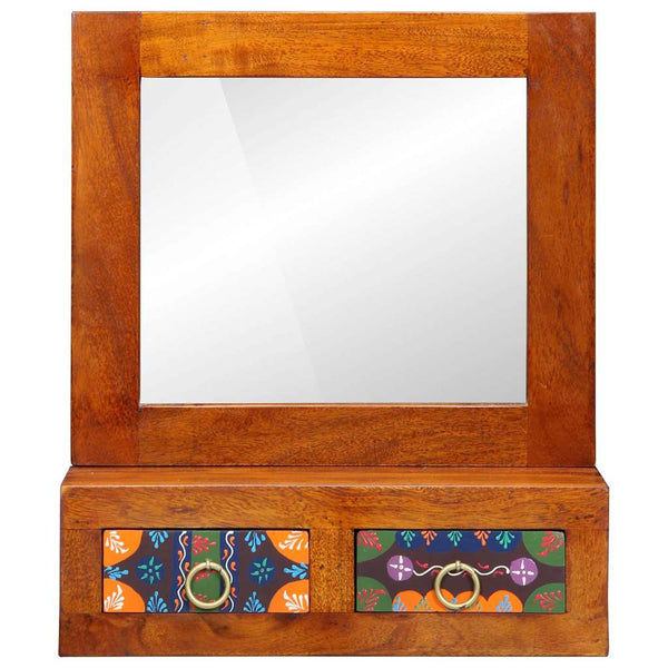 Wandschrank mit Spiegel Akazie Braun 40x20x50cm