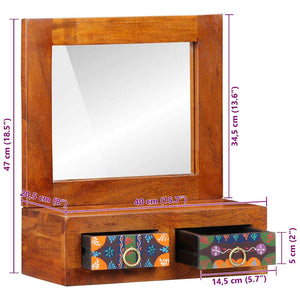 Wandschrank mit Spiegel Akazie Braun 40x20x50cm
