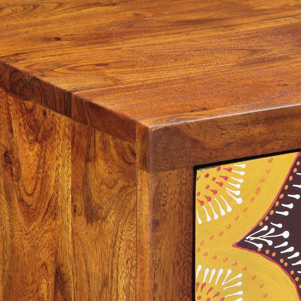 Florale Endtabelle mit Schubladen, Braun