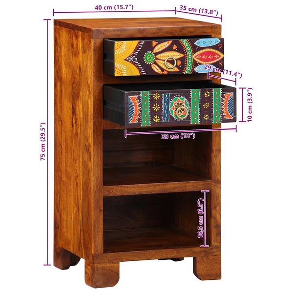 Florale Endtabelle mit Schubladen, Braun