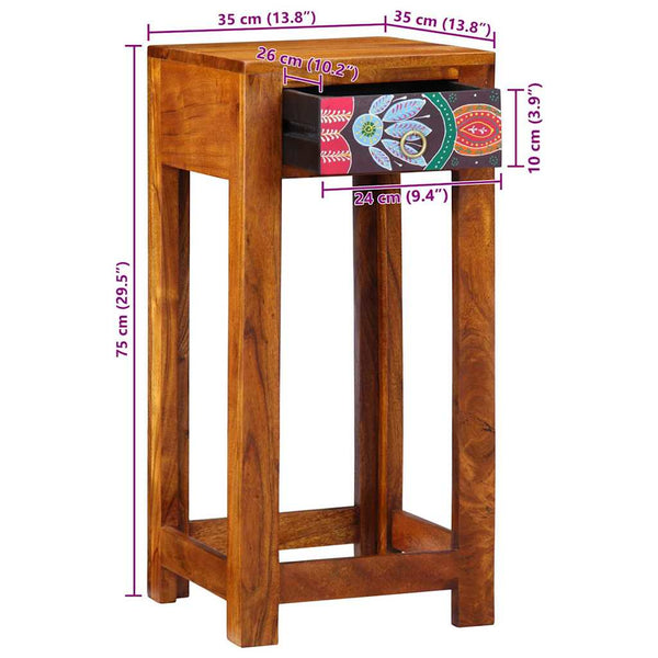 Floraler Beistelltisch mit Schubladen, Braun