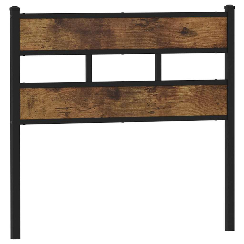 vidaXL Tête de lit de rechange en bois d'ingénierie et fer chêne fumé 90 cm
