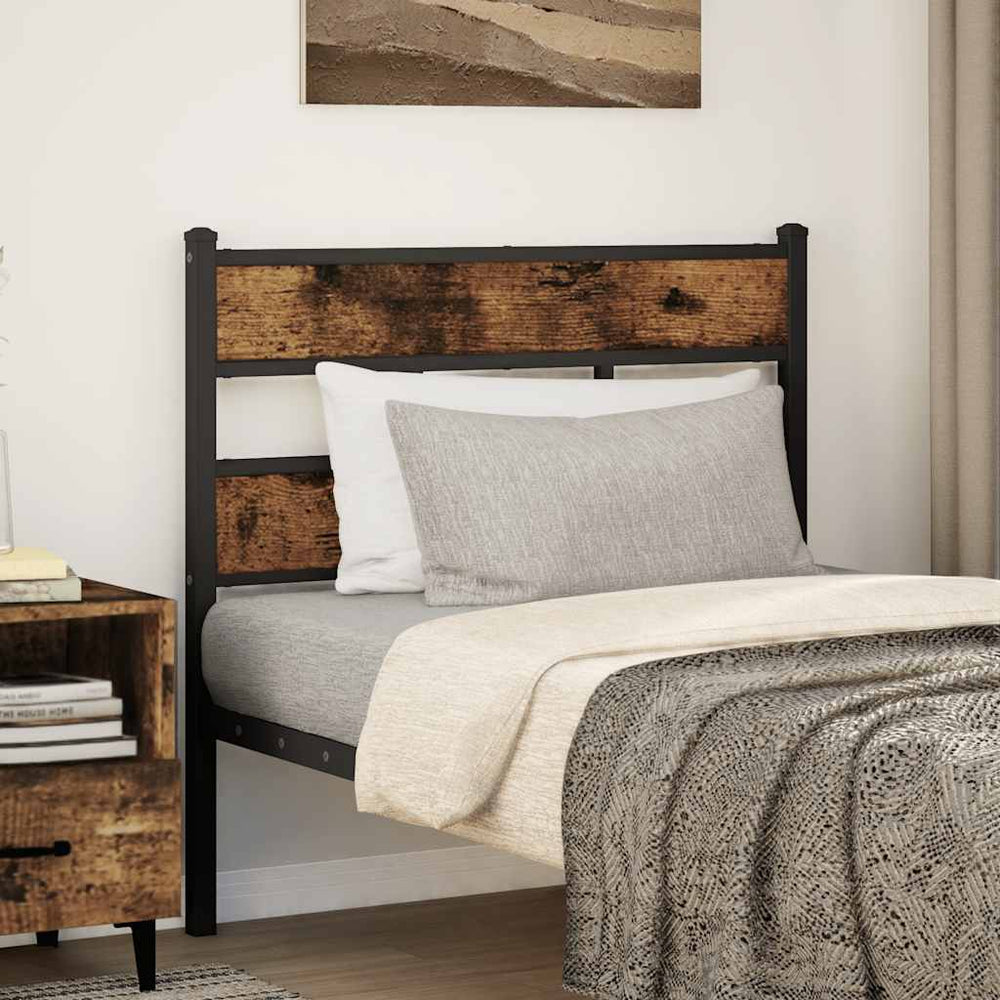 vidaXL Tête de lit de rechange chêne fumé 100 cm Fer et bois d'ingénierie