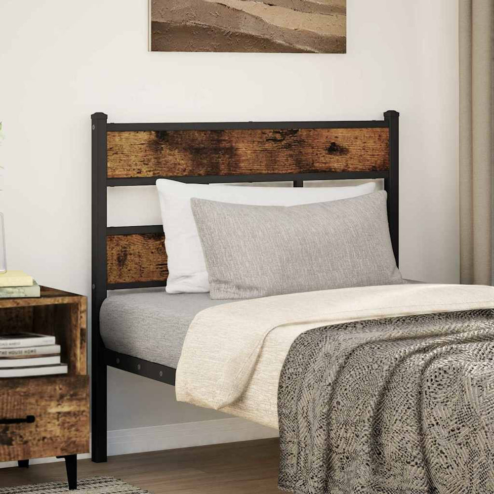 vidaXL Tête de lit de rechange chêne fumé 107 cm fer et bois d'ingénierie