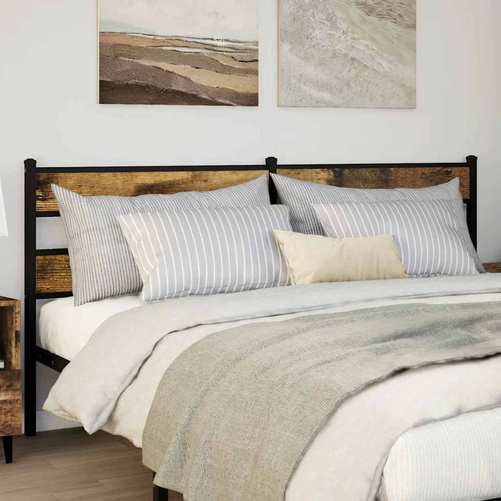 vidaXL Tête de lit de rechange chêne fumé 193 cm fer et bois d'ingénierie