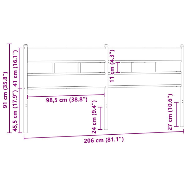 Räuchereiche Kopfteil 200 cm