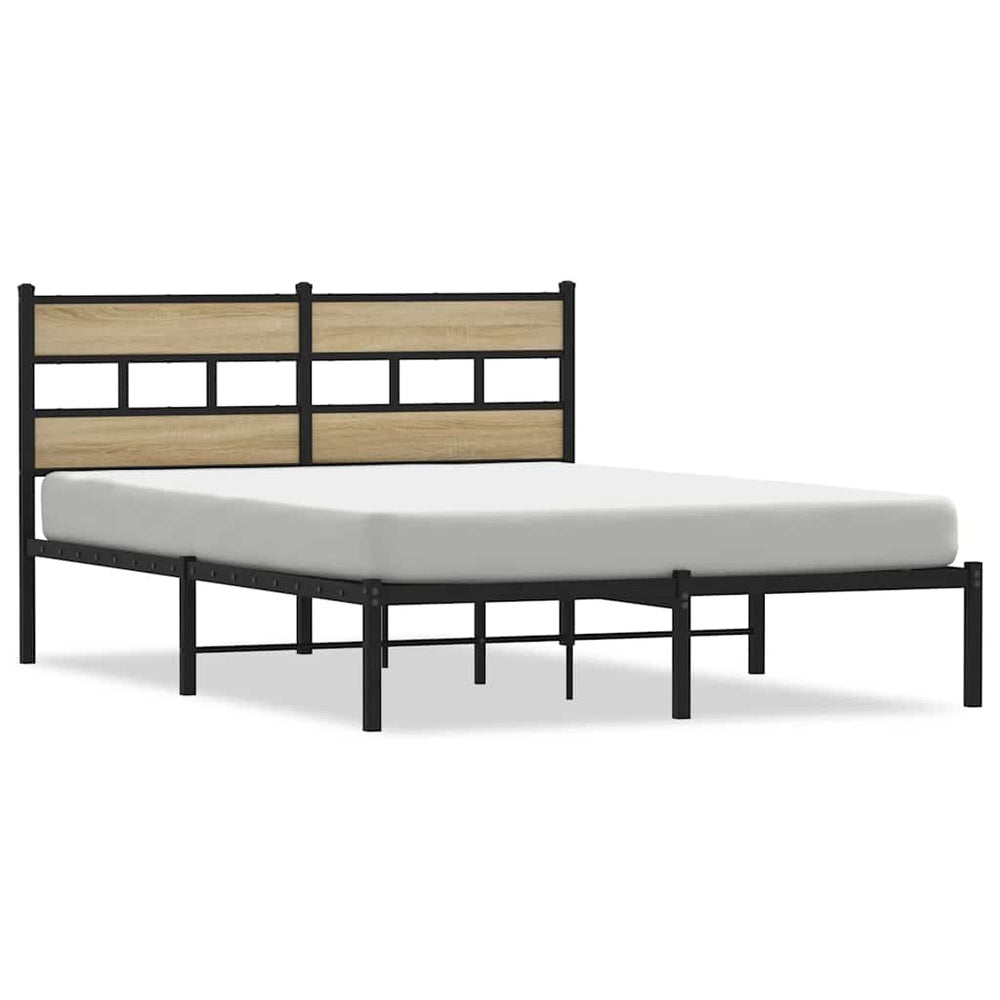Metallbett 135x190 cm Sonoma-Eiche