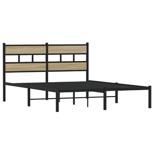 Metallbett 135x190 cm Sonoma-Eiche