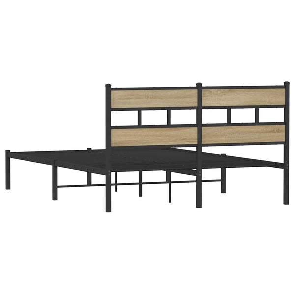 Metallbett 135x190 cm Sonoma-Eiche