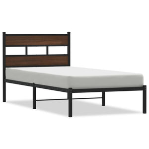 Bettgestell 75x190 cm Braun Eiche mit Kopfteil
