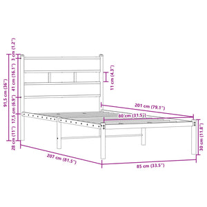 Bettgestell Braun Eiche 80x200 cm
