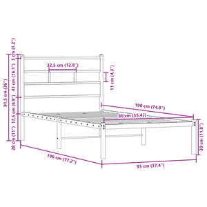 Bettgestell 90x190 cm Braun Eiche