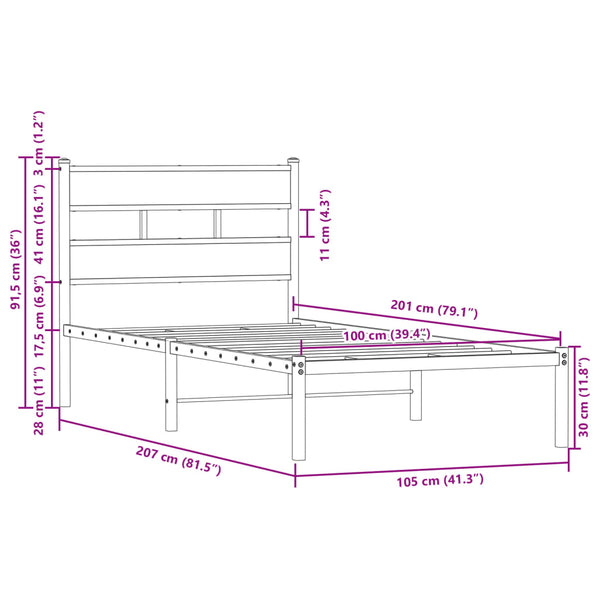 Bettgestell 100x200 cm Braun Eiche
