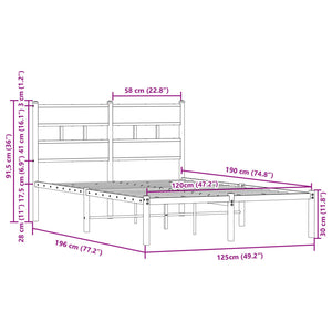 Bettgestell 120x190 cm Braun Eiche