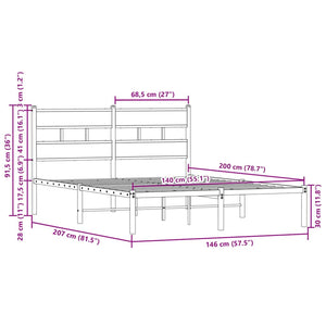 Bettgestell Braun Eiche 140x200 cm