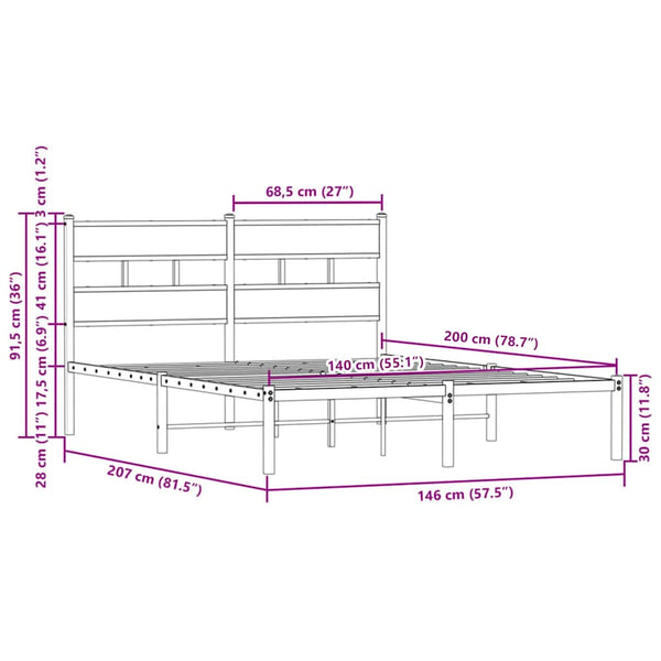 Bettgestell Braun Eiche 140x200 cm