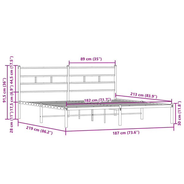 Bettgestell 183x213 cm Braun Eiche