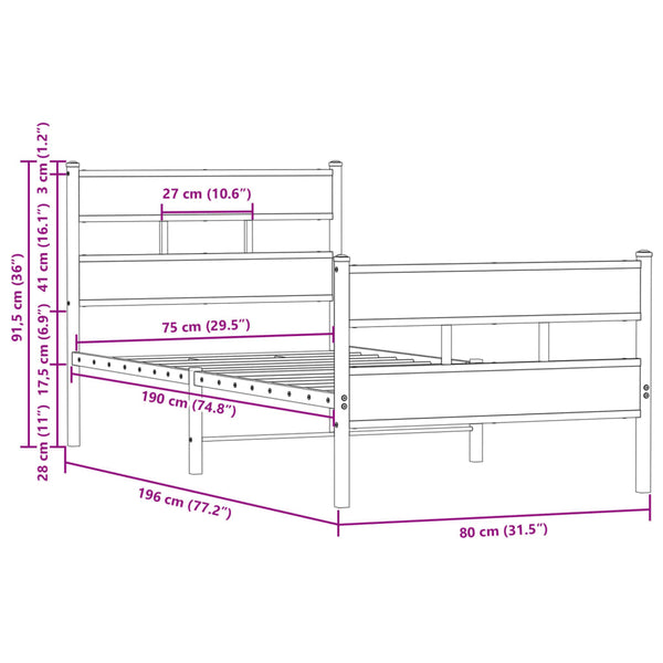 Bettgestell 75x190 cm ohne Matratze