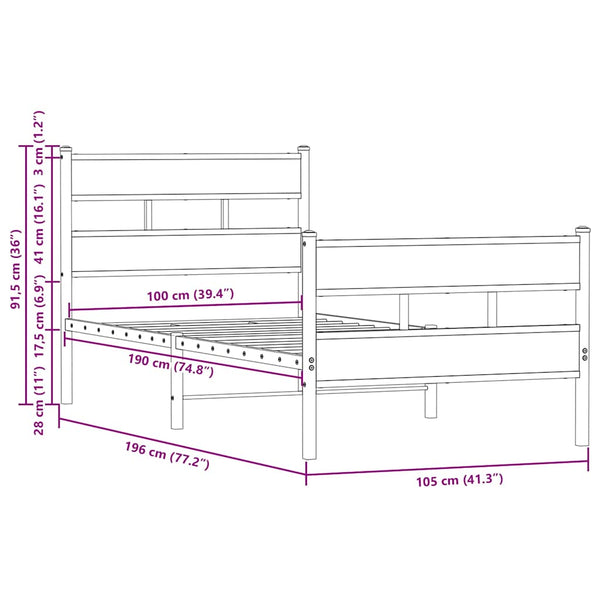 Bettgestell 100x190 cm ohne Matratze