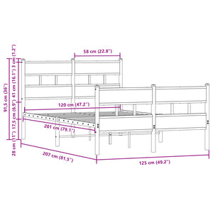 vidaXL Cadre de lit sans matelas avec tête et pied de lit 120x200 cm