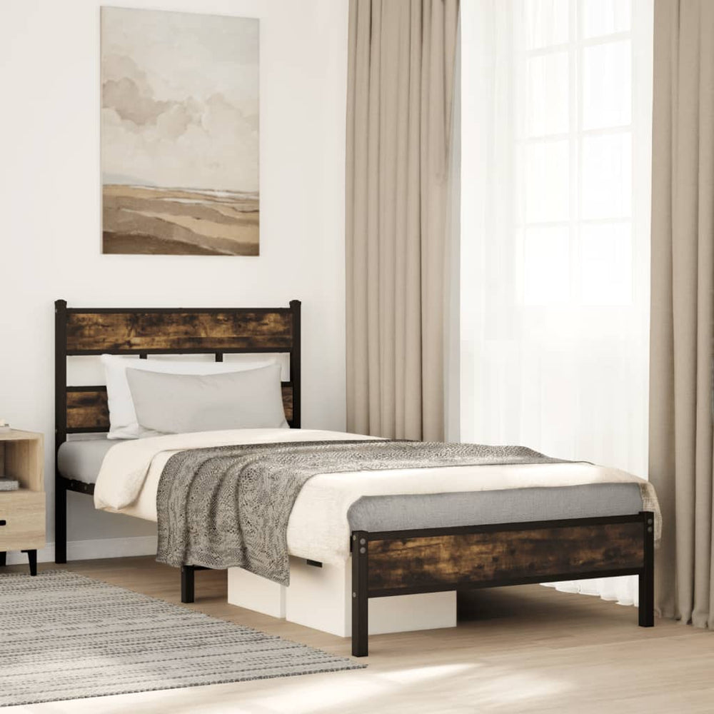 vidaXL Bed Frame Without Mattress with Headboard Sonoma Oak 75x190 cm