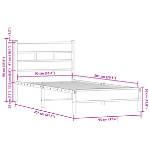 Bettgestell 90x200 cm Sonoma Eiche